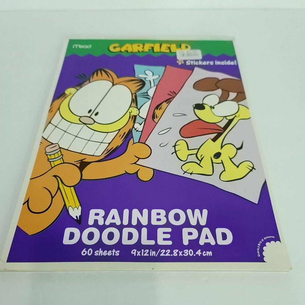 Drawing Doodle Pad With Stickers Rainbow 60 Sheet Mead Garfield And Odie Vintage